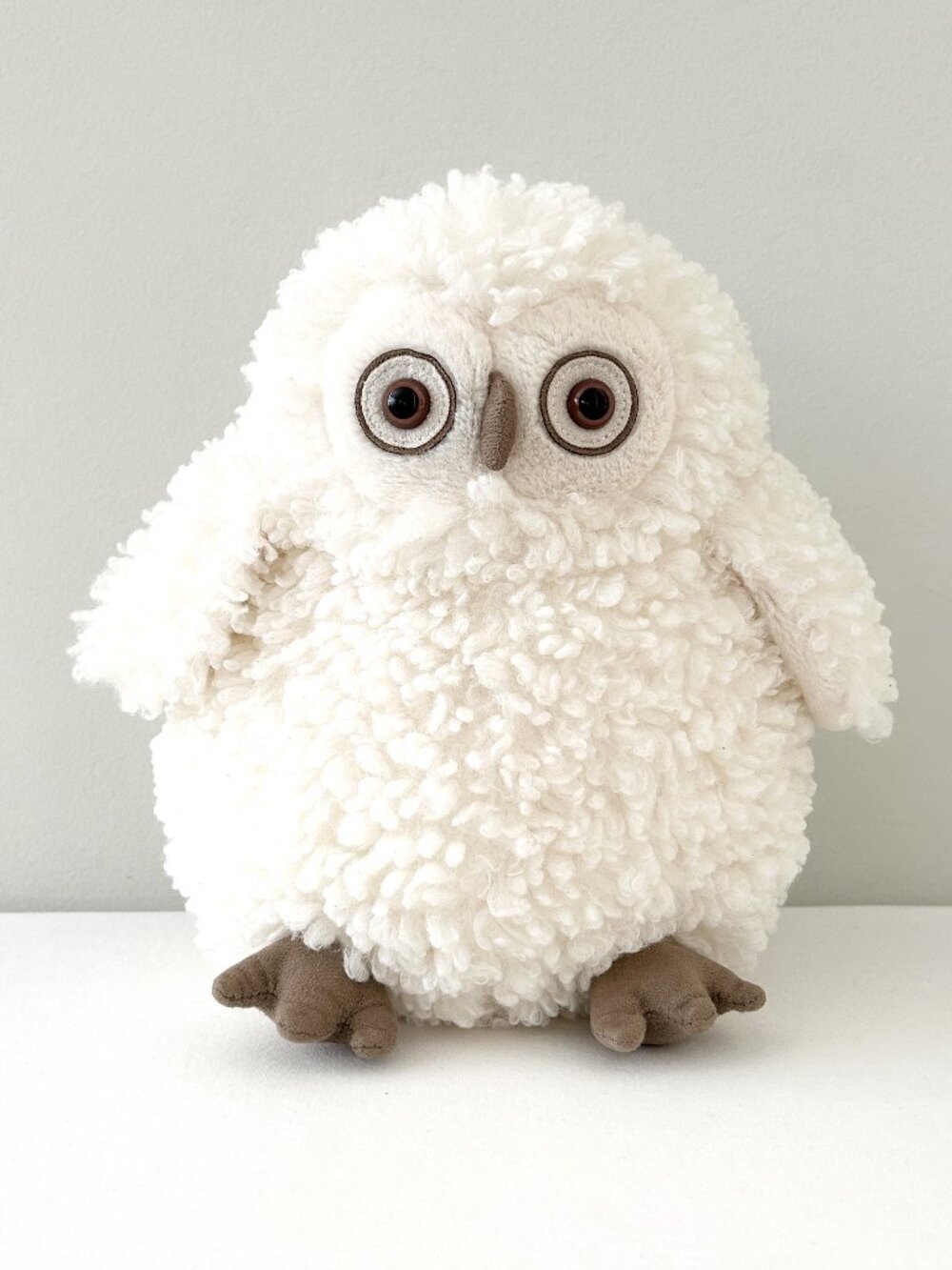 JELLYCAT Owl Plush Apollo Snowy White Sherpa Fur 10” Stuffed Animal Toy Retired